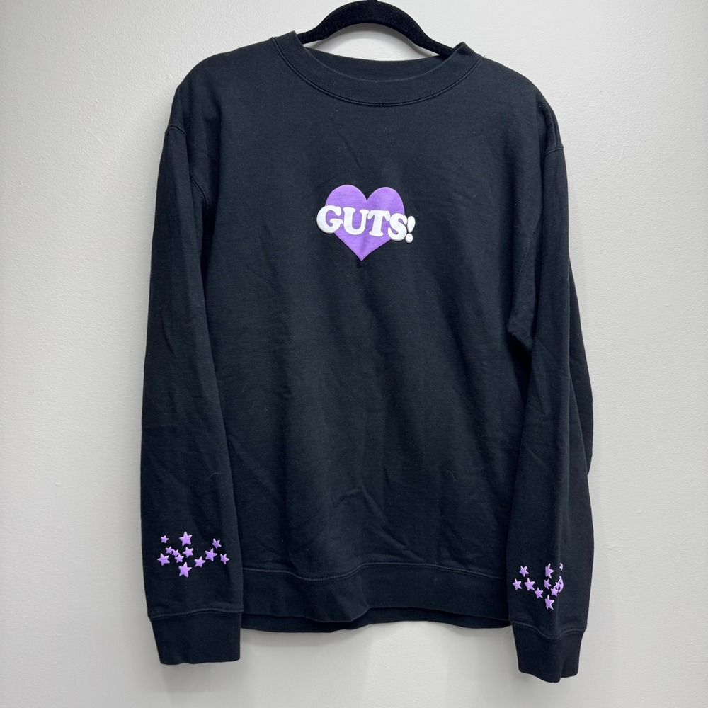 Olivia Rodrigo GUTS World Tour Crewneck Sweatshirt Black Purple Stars Size M